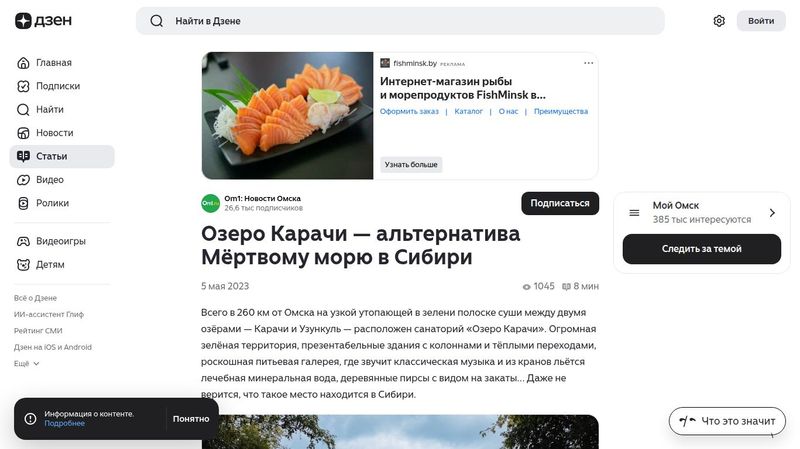 Озеро Карачи — альтернатива Мёртвому морю в Сибири | Om1: Новости Омска | Дзен